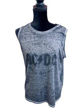 AC/DC Let There Be Rock World Tour Tank Top Gray Burnout Large Womens